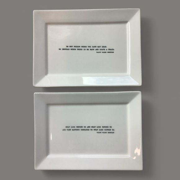 Restoration Hardware Ralph Waldo Emerson Quote Cocktail Plates Set of 2 - Picture 1 of 7